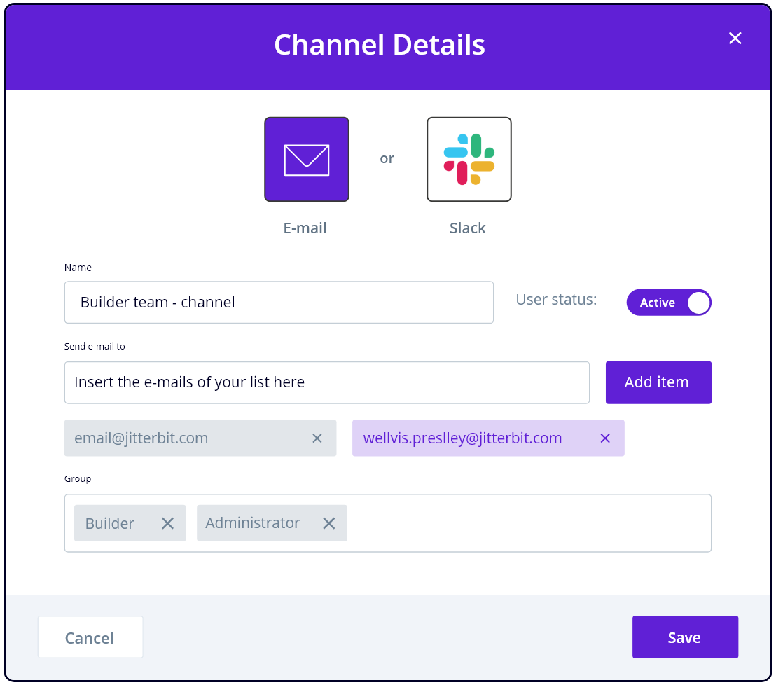 Plattform benachrichtigen