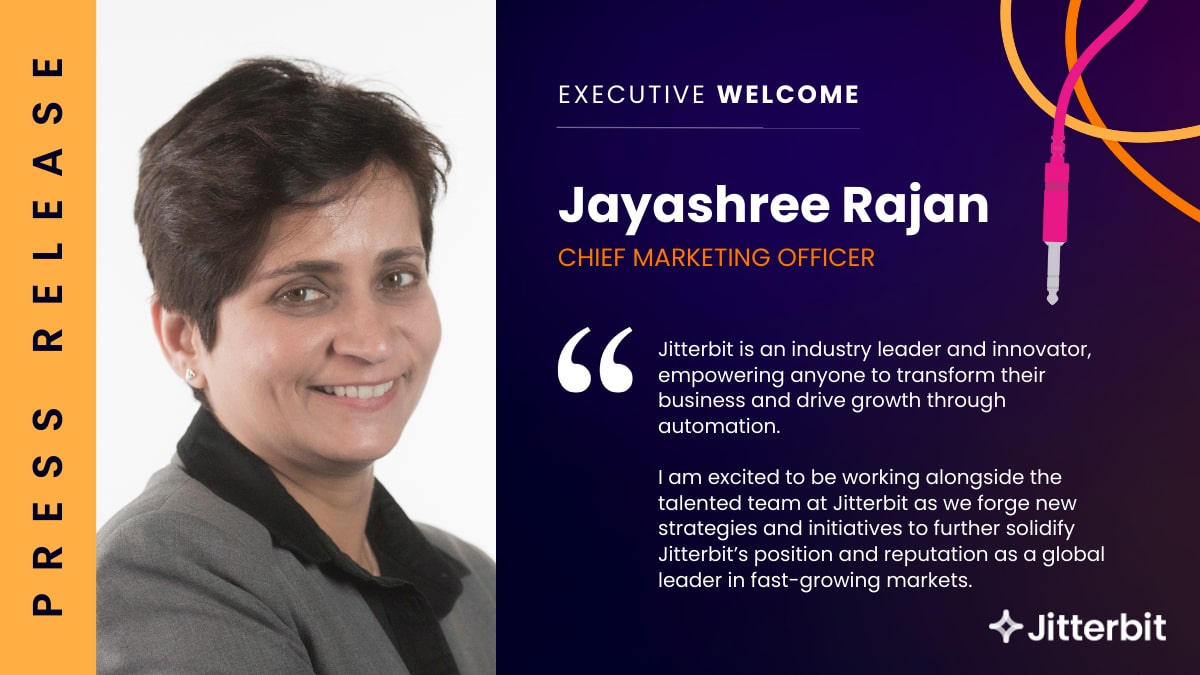 Jitterbit benoemt Jayashree Rajan tot Chief Marketing Officer