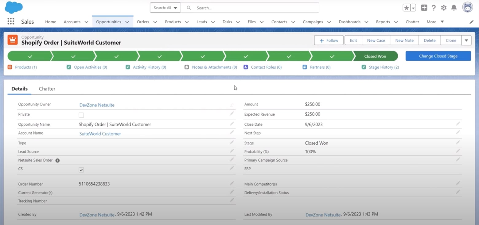 O ID do NetSuite é preenchido automaticamente em Salesforce