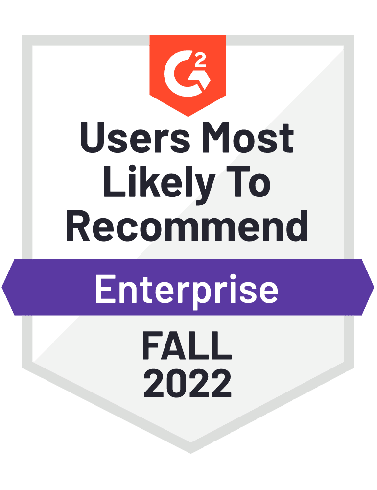 Usuários G2 com maior probabilidade de recomendar - Enterprise - outono de 2022