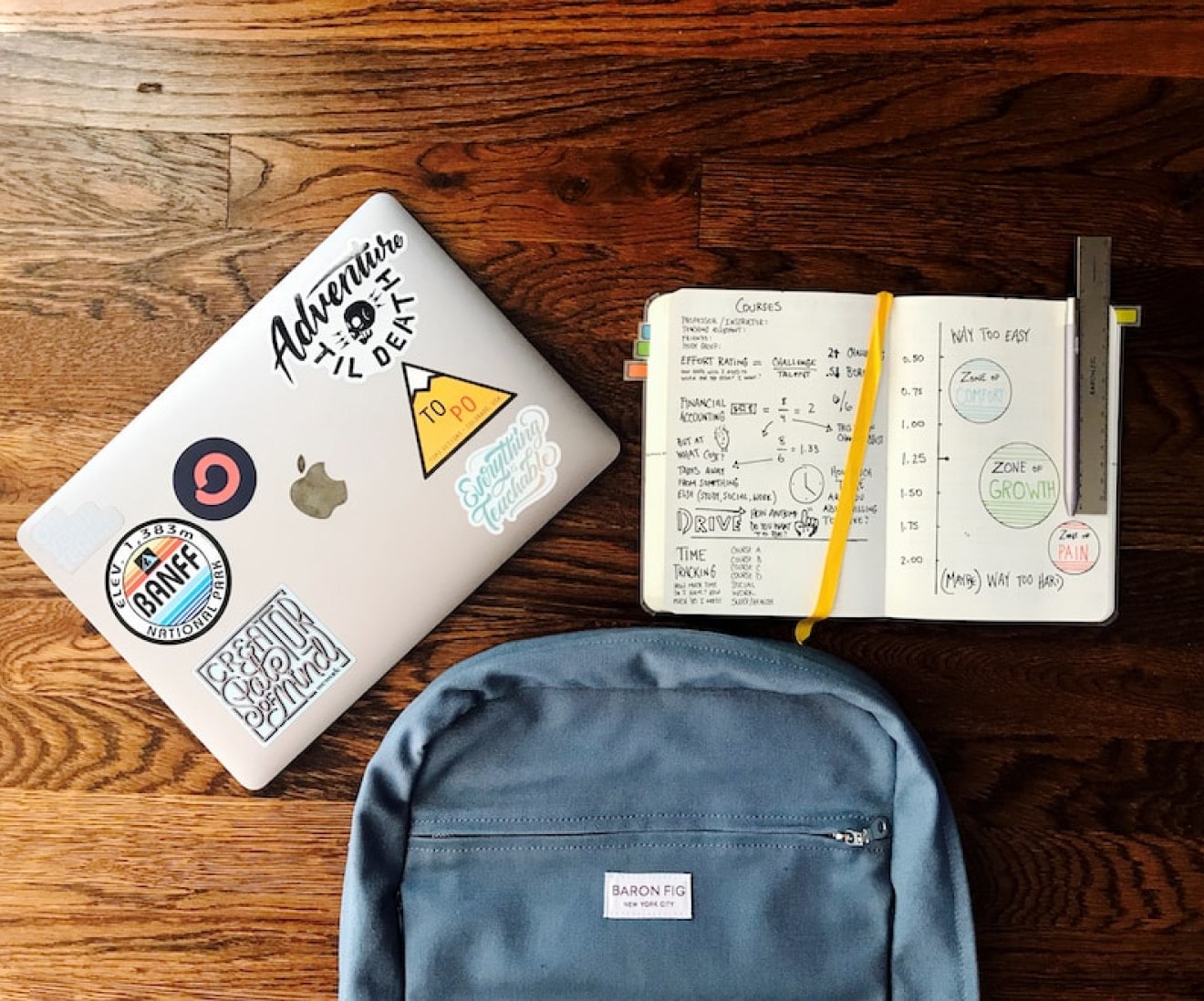 Tisch mit Rucksack, Notebook und Laptop - Jitterbit University - Harmony Unterstützung