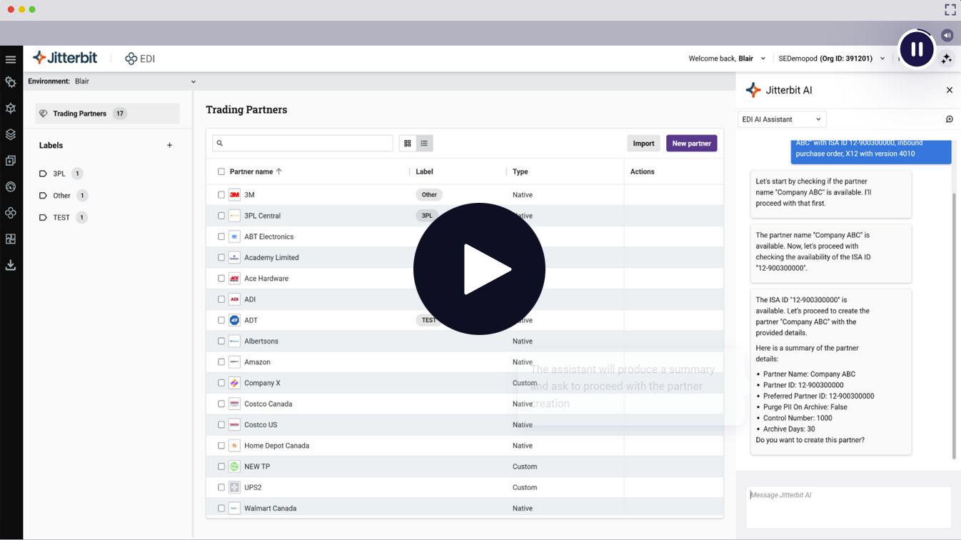 EDI AI Assistant self-guided product tour